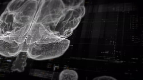 Futuristic Digital Brain Scan with Medical Data Interface