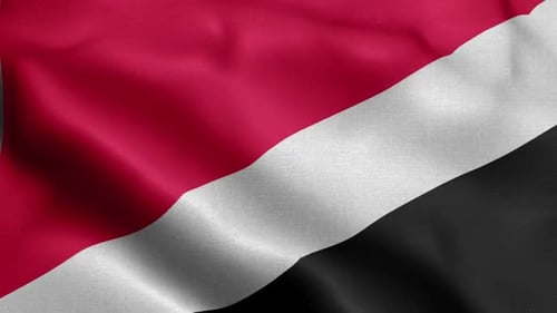 Seamless Loop of Red, White, and Black Diagonal Striped Flag Waving