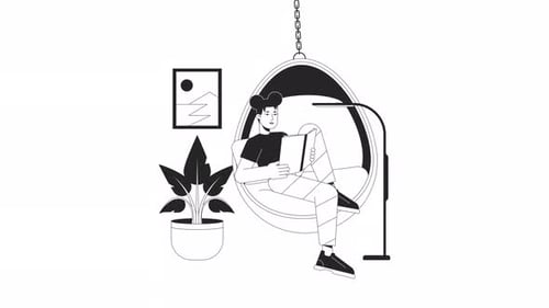 Minimalist Animation of Person Reading a Book