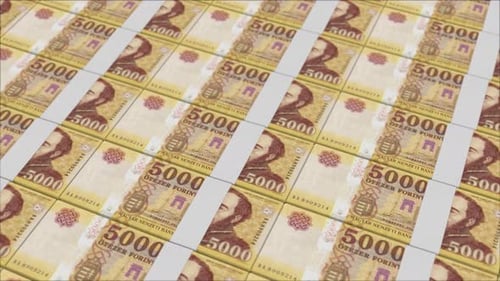 5000 HUNGARIAN FORINT banknotes printed by a money press