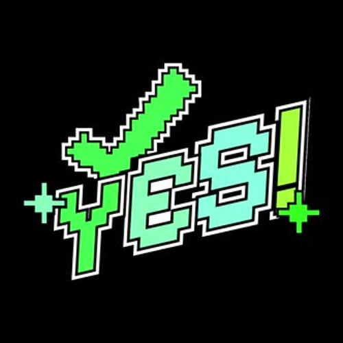 Retro Pixel Art Yes Word Animation with Check Mark