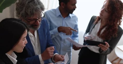 Multi Generational Business People Working Inside Bank Office Asia