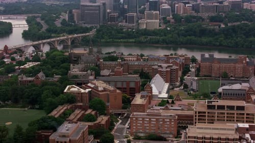 Washington, D.c. Circa-2017, Aerial View of Georgetown University. with Cineflex And
