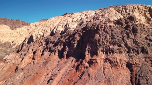 Aerial view drone flying over scenic red rocky mountains