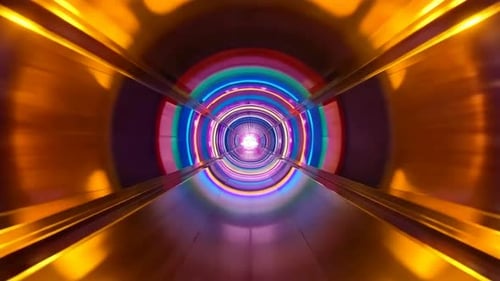 Futuristic Neon Tunnel Loop with Glowing Rings