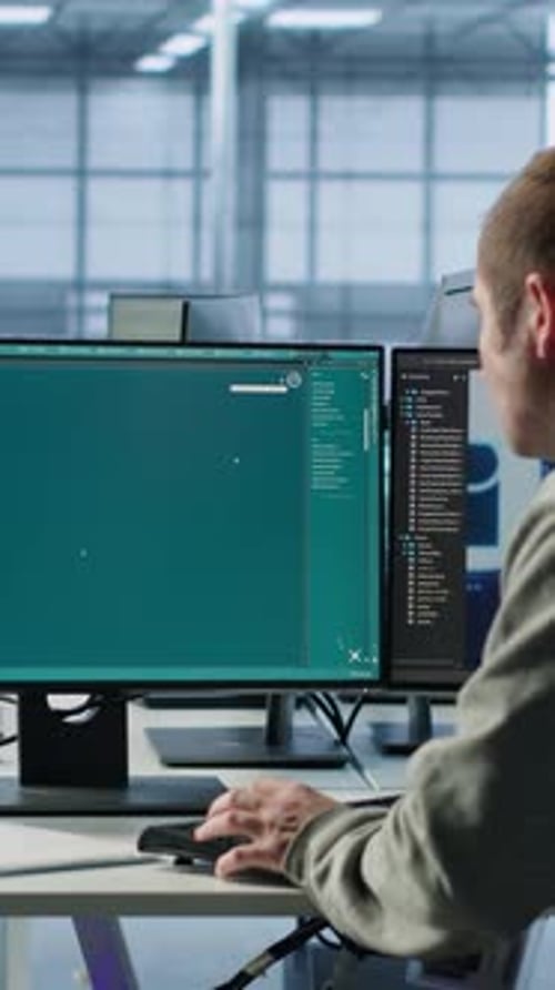 Especialista em TI criando aplicativos de modelos de difusão de inteligência artificial e criando vídeos