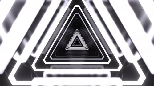 White Neon Pulsating Triangular Cyber Tunnel Background Vj Loop In 4K