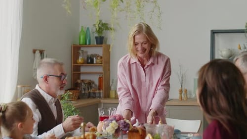 Family Gathering at Home Enjoying Easter Meal