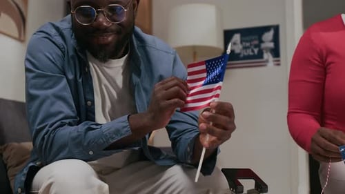 Family Prepares for Fourth of July at Home