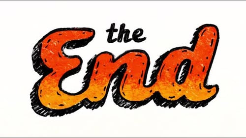 Retro style the end animation with distressed texture and gradient movement