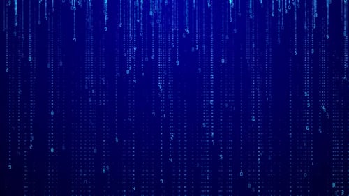 Abstract Blue Numeric Binary Computer Code Digital Data Network Technology Loop Matrix 4k Background