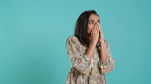 Tense Person Shocked By Troubling News Gasping