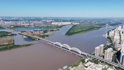 The Cross River Bridge in Harbin City