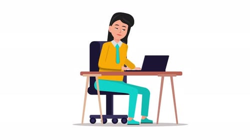 Female freelancer in the office working online