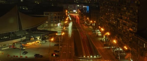 night traffic in Yerevan city