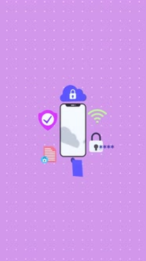 Animated Mobile Security Icons for Data Protection