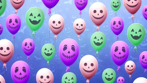 Halloween Jack O Lantern Balloons Background Loop