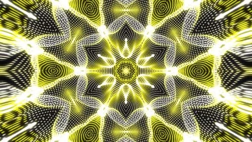 Hypnotic Abstract Yellow Dotted Kaleidoscope Loop Background