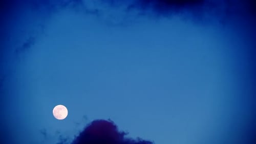 Full Moon Ascending in a Cloudy Night Sky