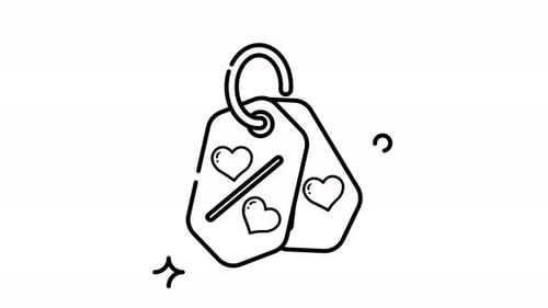 Jetons d'amour animés : illustration des étiquettes de chien en forme de cœur assorties