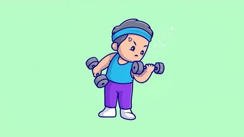 Cute Cartoon Kid Lifting Dumbbells Gym Exercise - Workout & Fitness - Kids Cartoon Animations