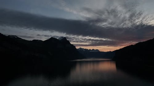 Majestic dawn over Walensee, Weesen Amden Quinten Mols. Switzerland