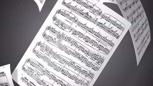 Fondo con partituras en un bucle continuo