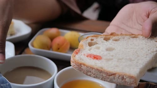 Toast Spread with Jam at Morning Breakfast
