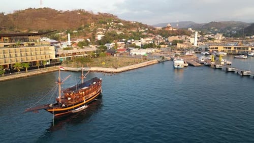 Aerial view of Labuan Bajo town in Flores island, East Nusa Tenggara, Indonesia