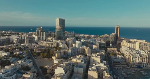 Panoramic Aerial View of St Julians Malta with Modern City Skyline