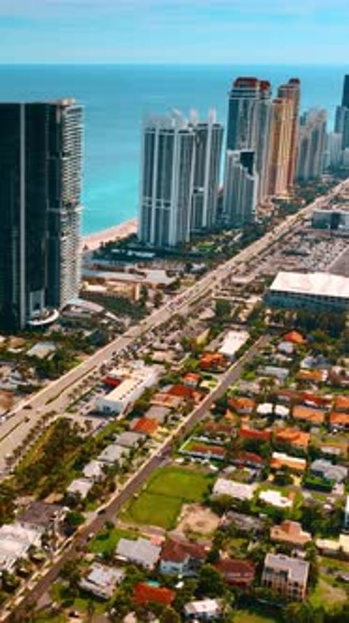 Stunning view of Miami Beach scenery from drone footage.