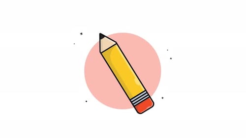 Animated Flat Design Pencil Icon