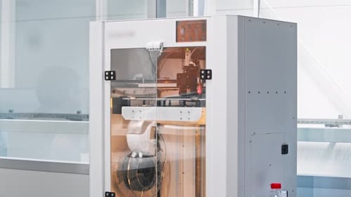 Closeup View of a Highprecision 3D Printer in Operation Printing a Small Component
