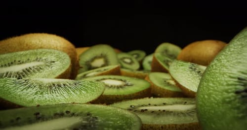Close Up of Sliced and Whole Kiwi Fruits
