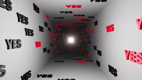 Yes symbol or yeah marks tunnel on white background 3d render. Say agree or like pattern