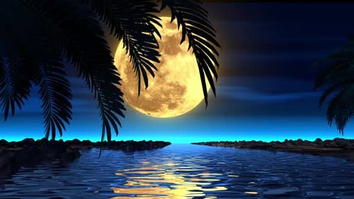 Moon And Water Night Landscape
