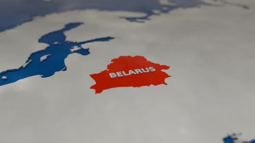 3D Map Highlight of Belarus Country with Text
