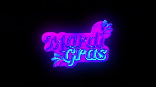 Mardi Gras Animated Neon Text Title