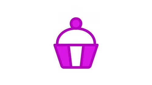 Flat Design Animated Cupcake Icon Loop