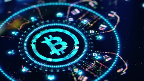 Dynamic Bitcoin Cryptocurrency Network Technology Animation