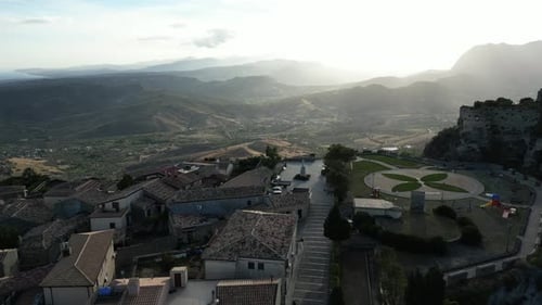 Aerial video of Italian Medieval village of Gerace, Calabria