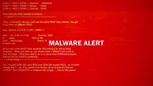 Texto de advertencia de alerta de malware en la pantalla de fondo de hackeo