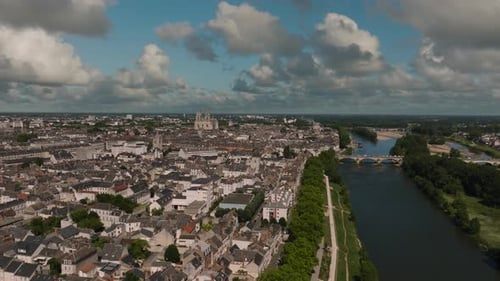 Aerial View of Paris Suburb French City of Orleans