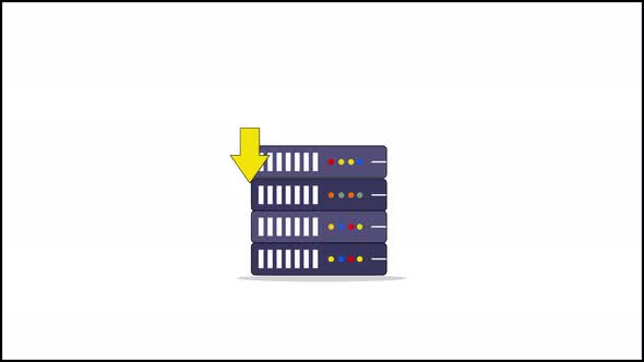 Flat Design Data Download to Server Rack Animation, Backgrounds Motion ...