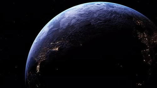 Rotating Earth Animation Showing Day and Night from Space