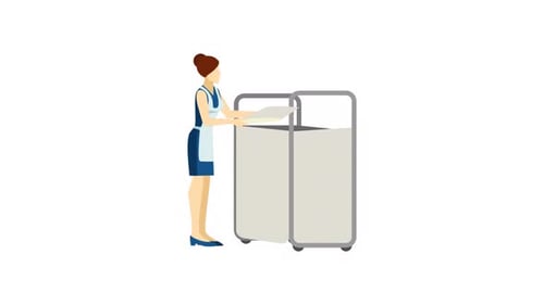Animated Worker Loading Items into Cart in Flat Design