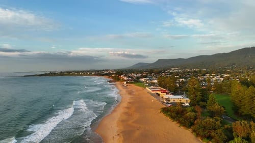 Coastal Town Beach and Ocean Aerial View