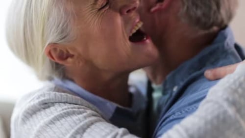 Senior Couple Embracing in Loving Close Up