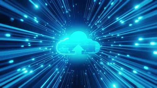 Futuristic Cloud Computing Data Flow Digital Background