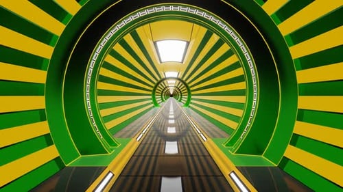 Gelber und grüner und schwarzer heller futuristischer Korridor-Hintergrund Vj Loop in HD